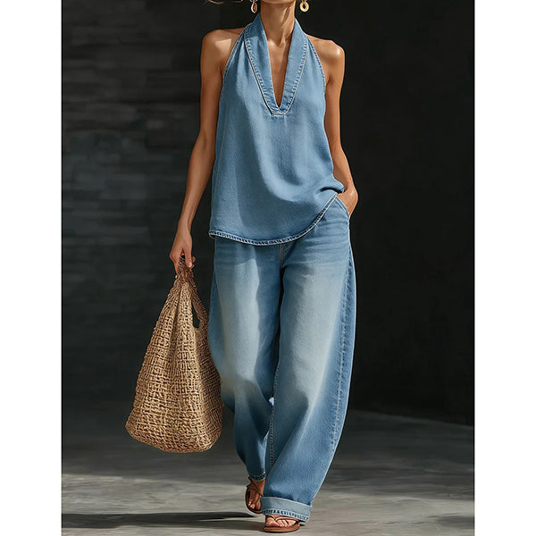 Lucia - Conjunto de mujer de dos piezas en denim