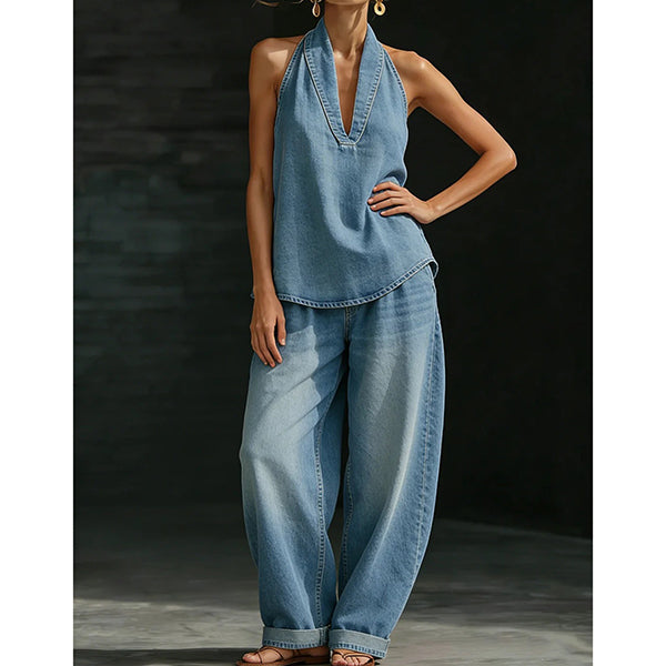 Lucia - Conjunto de mujer de dos piezas en denim