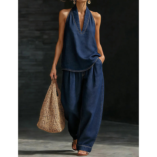Lucia - Conjunto de mujer de dos piezas en denim