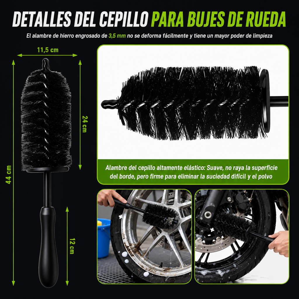 Kit Profesional de Limpieza para Moto | Cepillos Premium, Microfibra y Accesorios | AURA Moto Care Kit