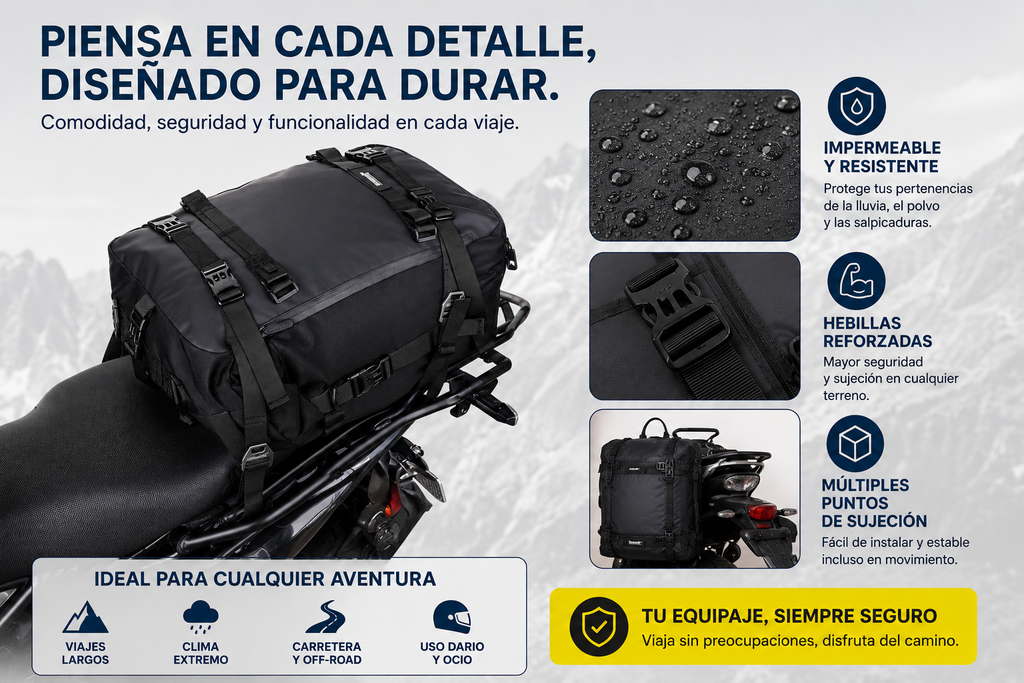 AURA Adventure Bag | Bolsa Impermeable Modular para Moto