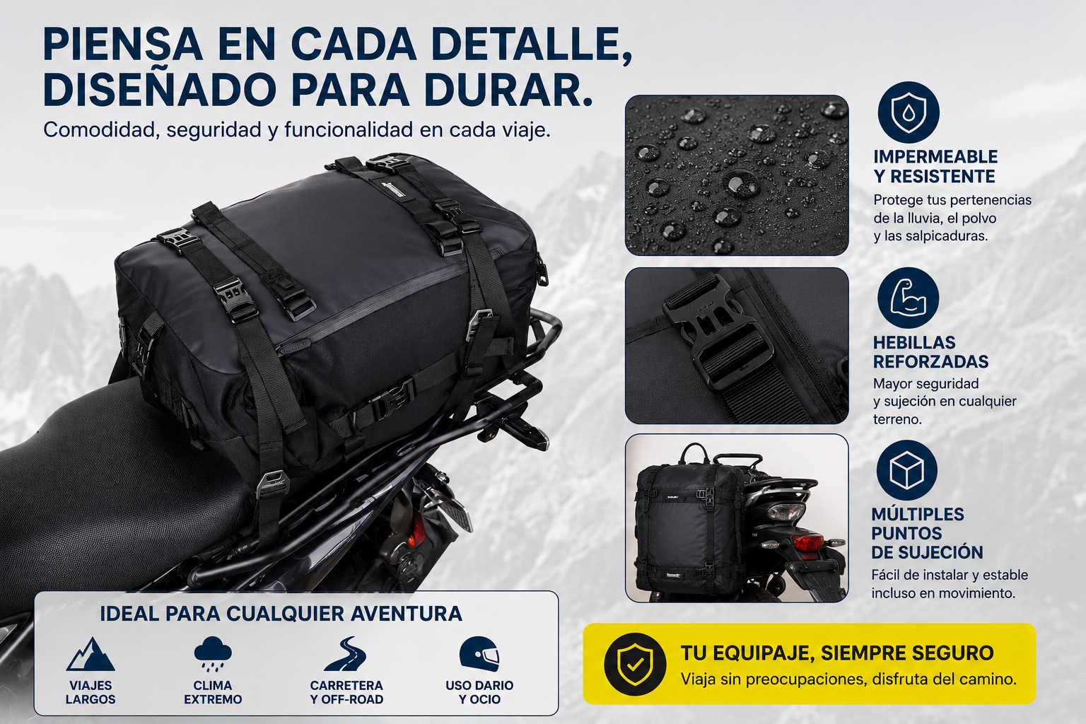 AURA Adventure Bag | Bolsa Impermeable Modular para Moto