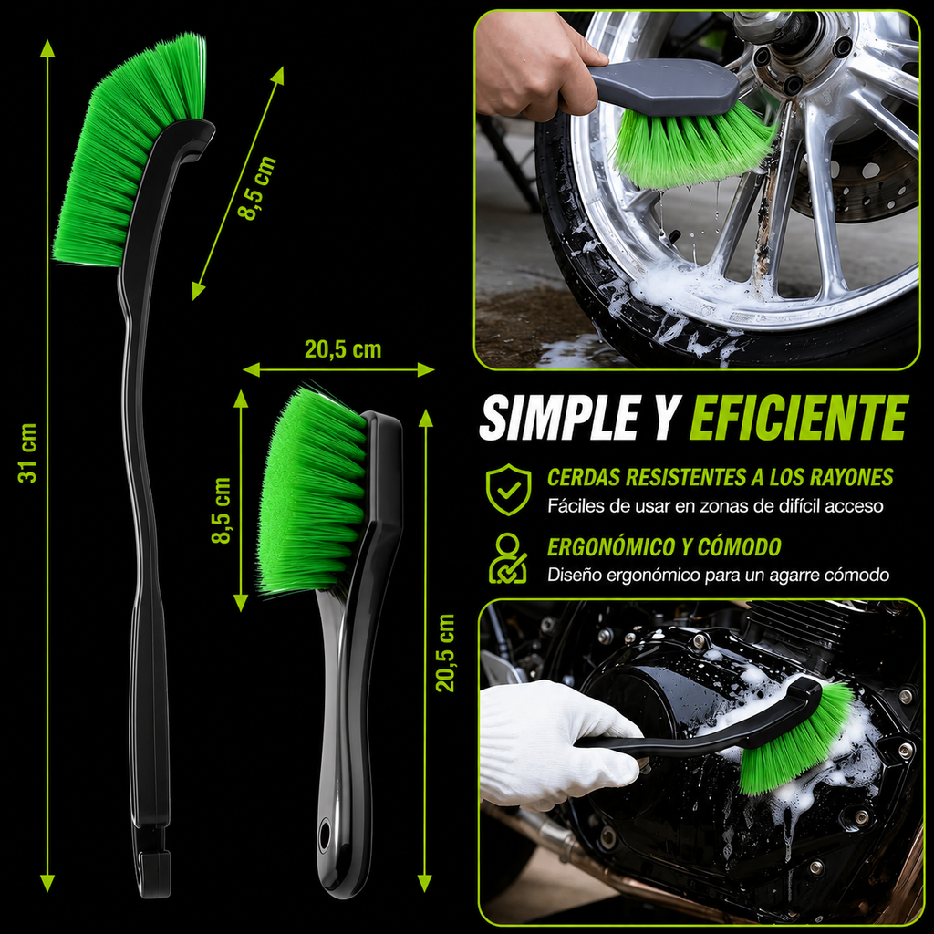 Kit Profesional de Limpieza para Moto | Cepillos Premium, Microfibra y Accesorios | AURA Moto Care Kit