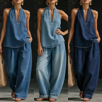 Lucia - Conjunto de mujer de dos piezas en denim