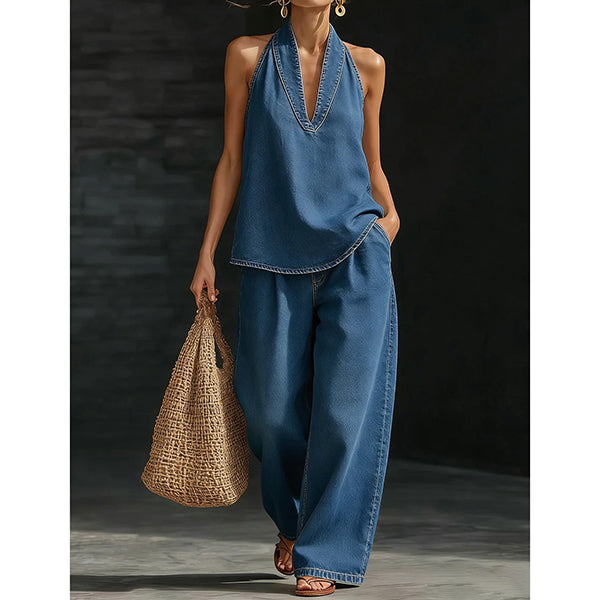 Lucia - Conjunto de mujer de dos piezas en denim